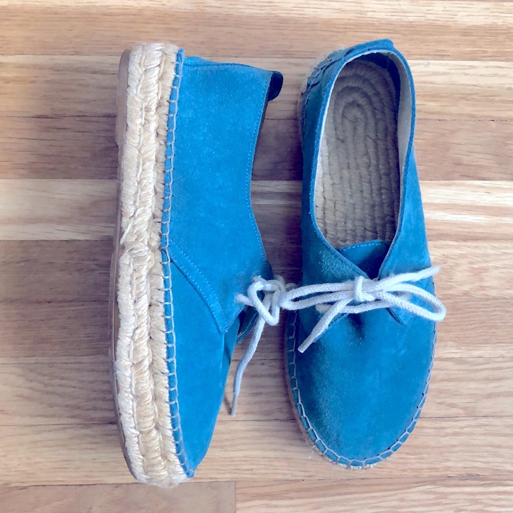 Vintage Suede Platform lace up Espadrilles, size 37